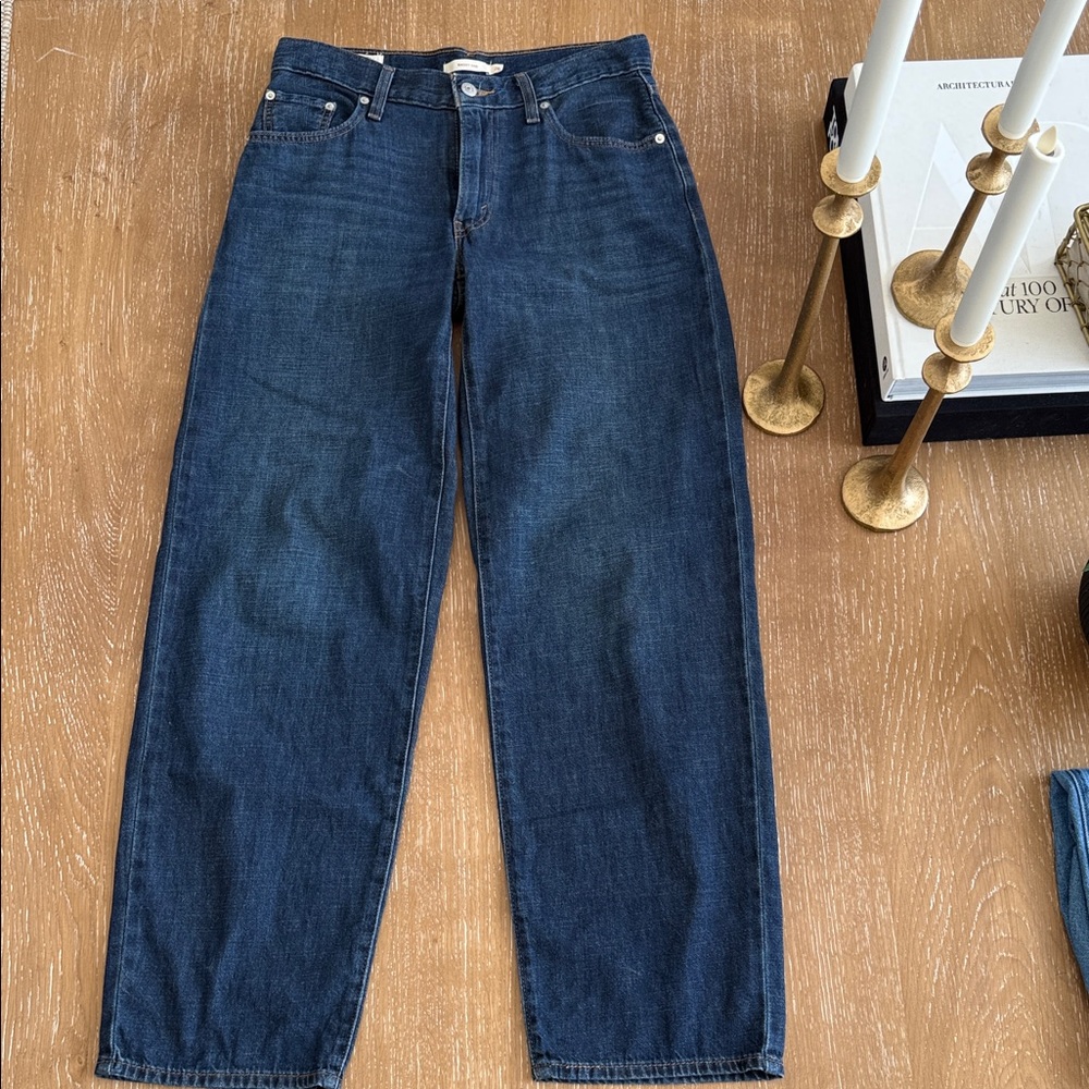 Levi’s Linen Blend Baggy Dad High Rise Straight Leg Jeans size 26